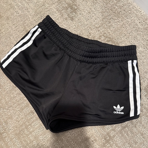 adidas Pants - Adidas Black and White Sporty Shorts with Signature Stripes